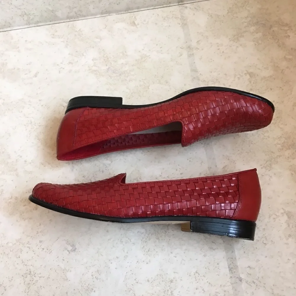 TROTTERS LIZ RED LEATHER FLATS‎